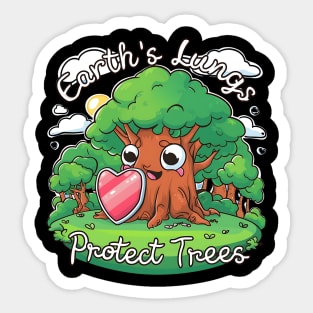 Earth Lungs Protect Trees Earth Day Sticker